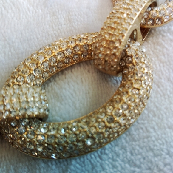 Gold and Rhinestone Chunky Chain Necklace - Picture 2 of 7